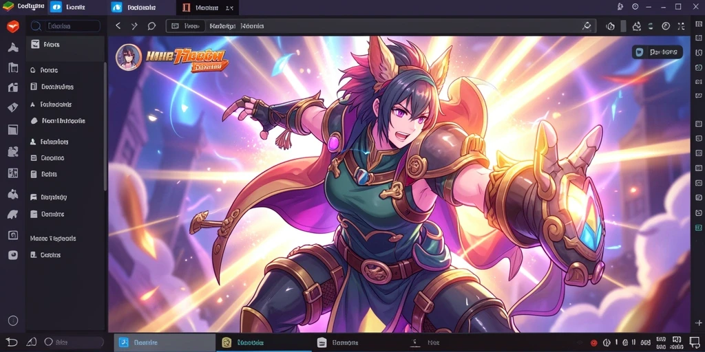 Screenshot menampilkan karakter utama dengan latar belakang warna-warni.