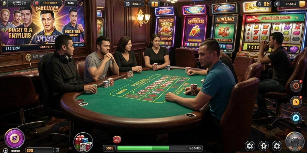 Tampilan layar utama dengan berbagai pilihan slot.